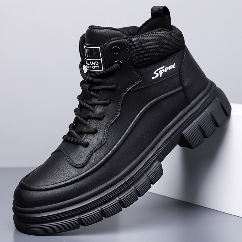 Men's High-Top Cotton Shoes 2026: New Winter Collection—Men's Outdoor Fleece-Lined, Warm Dr. Martens-Style Boots, Trendy, Non-Slip Work Boots