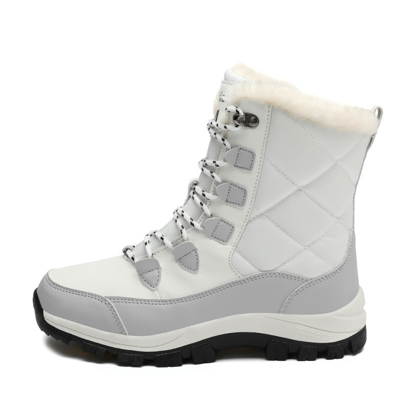Women's Plus-Size Snow Boots for Outdoor Travel—Thick-Soled, High-Top, Fleece-Lined, Padded Cotton Mid-Calf Boots