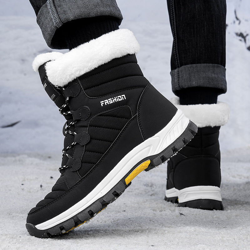 Fall/Winter Cross-Border Non-Slip Men's Outdoor High-Top Snow Boots;  Thickened, Warm Casual Cotton Shoes for Women