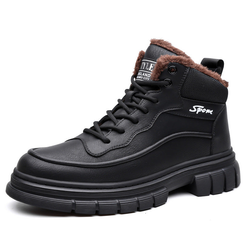 Men's High-Top Cotton Shoes 2026: New Winter Collection—Men's Outdoor Fleece-Lined, Warm Dr. Martens-Style Boots, Trendy, Non-Slip Work Boots
