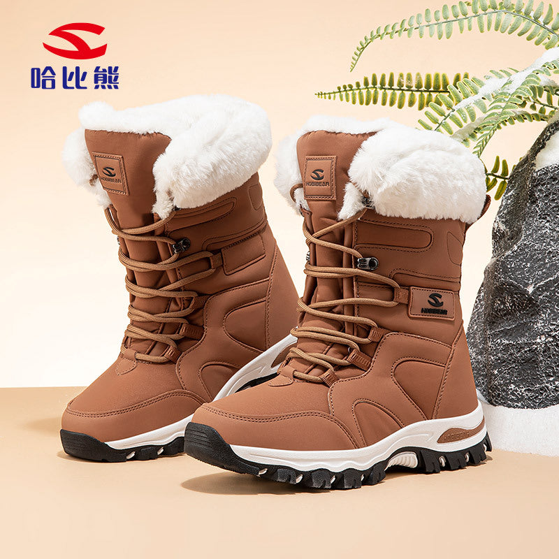 Habi Bear Adult Snow Boots: Men's Long-Pile Fleece Winter Boots, Women's Outdoor Thick-Lined Cotton Boots