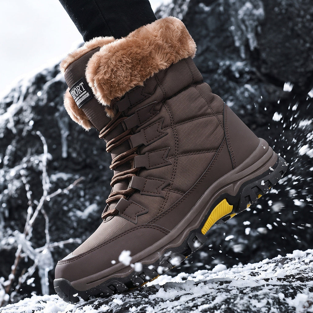 Women's Plus-Size Snow Boots for Outdoor Travel—Thick-Soled, High-Top, Fleece-Lined, Padded Cotton Mid-Calf Boots