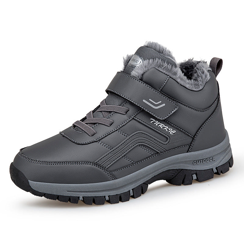 Winter Plus-Size Casual Cotton Shoes, Fleece-Lined Warm Outdoor Hiking Shoes, Waterproof and Non-Slip Men's Snow Boots