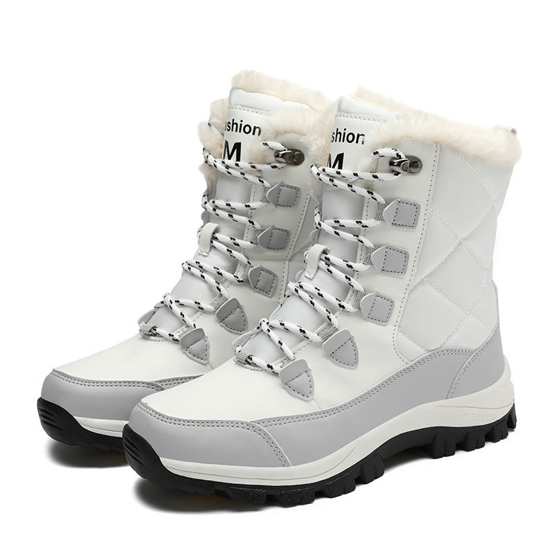 Women's Plus-Size Snow Boots for Outdoor Travel—Thick-Soled, High-Top, Fleece-Lined, Padded Cotton Mid-Calf Boots