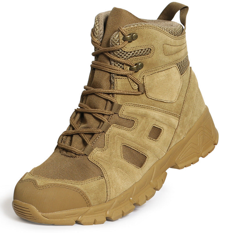 Men's Outdoor Hiking and Trekking "Tiger-Wolf" Tactical Boots—Large Sizes, Mid-Cut Combat Boots, Non-Slip Training Shoes